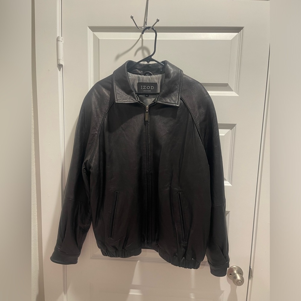Izod buttery soft genuine Leather Men's Bomber Zipper Jacket XL